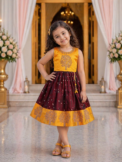 Girls Zari Embroidered Ethnic Dress