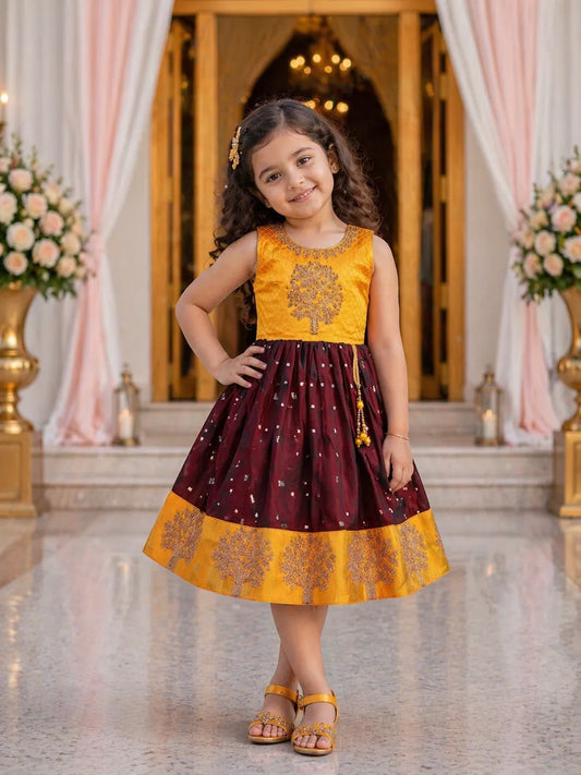 Girls Zari Embroidered Ethnic Dress