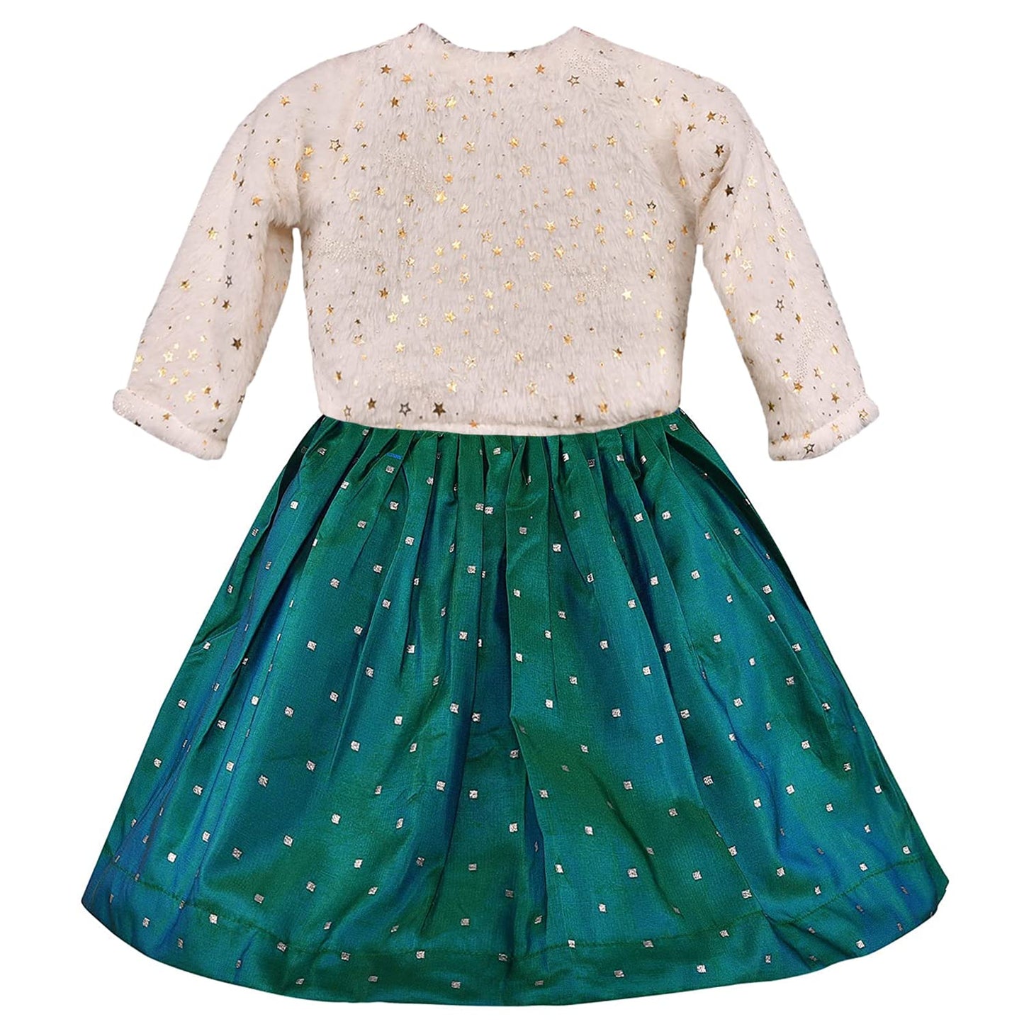 Baby Girls Silk Embroidered Ethnic Frock Dress With Jacket