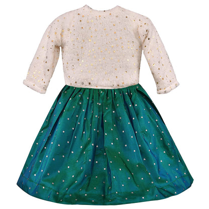 Baby Girls Silk Embroidered Ethnic Frock Dress With Jacket