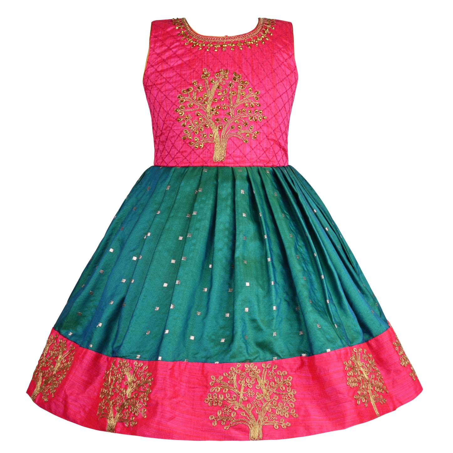 Girls Embroidered Ethnic Dress With Ethnic Jacket
