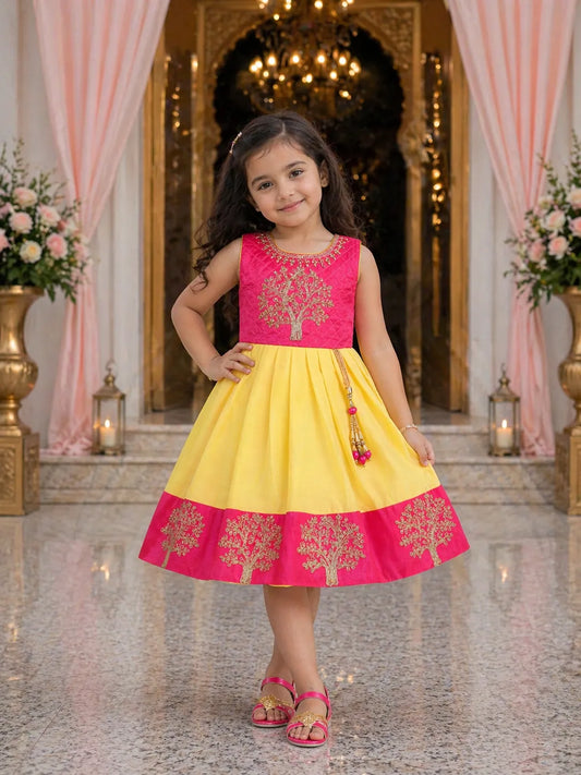 Baby Girls Silk Embroidered Ethnic Frock Dress