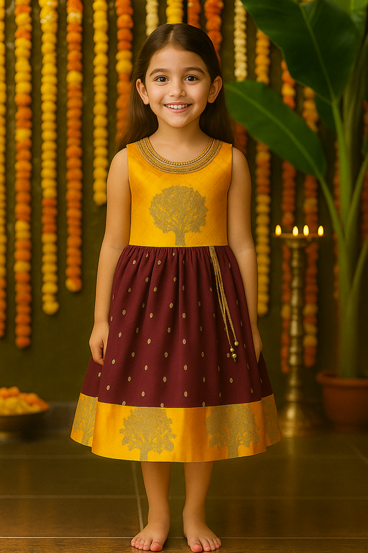 Baby Girls Silk Embroidered Ethnic Frock Dress