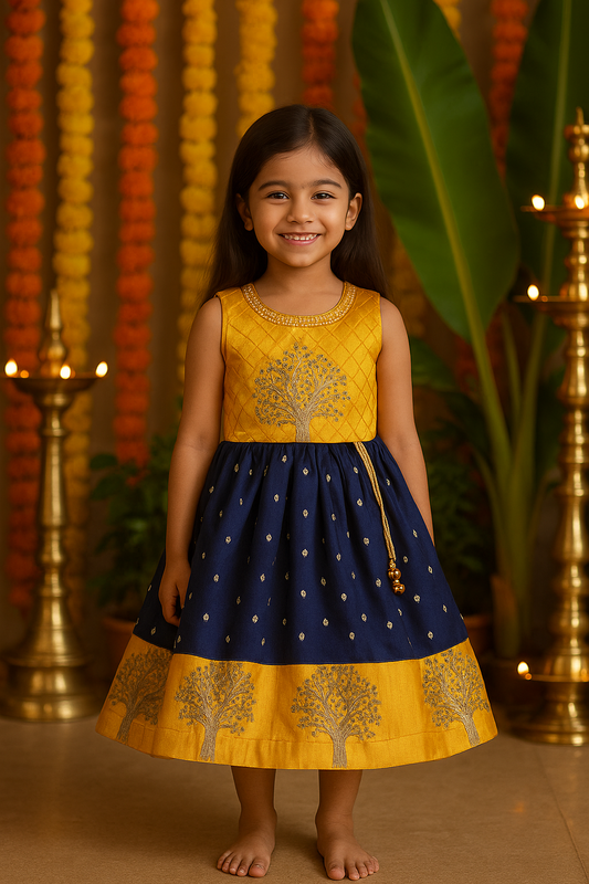 Baby Girls Silk Embroidered Ethnic Frock Dress