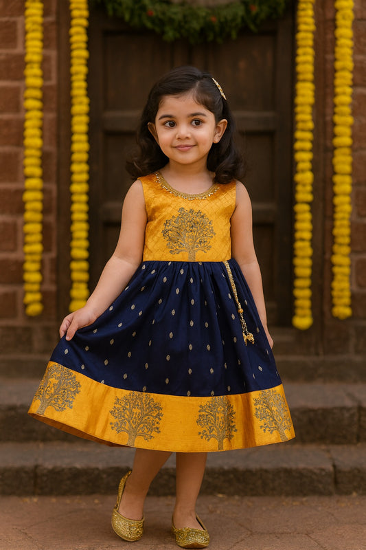 Baby Girls Silk Embroidered Ethnic Frock Dress