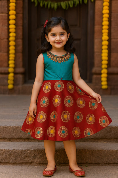 Girls Embroidered Fit and Flare Dress