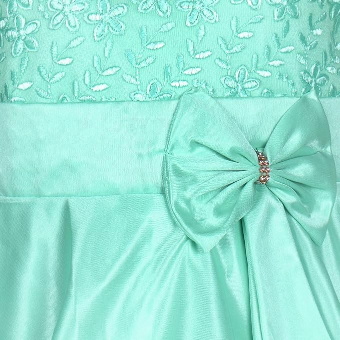 Girls Solid Asymmetric Neck Fit and Flare Frock Dress