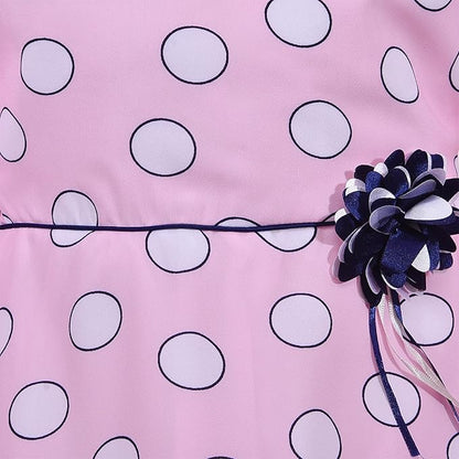 Girls Polka Print Bell Sleeve Fit and Flare Frock Dress