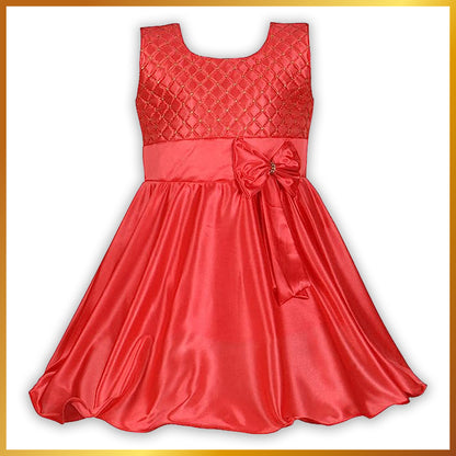 Girls Embroidered Bow Casual Dress