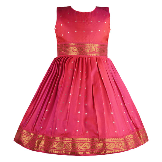 Girls Embellished Polka Dots Satin Ethnic Frock