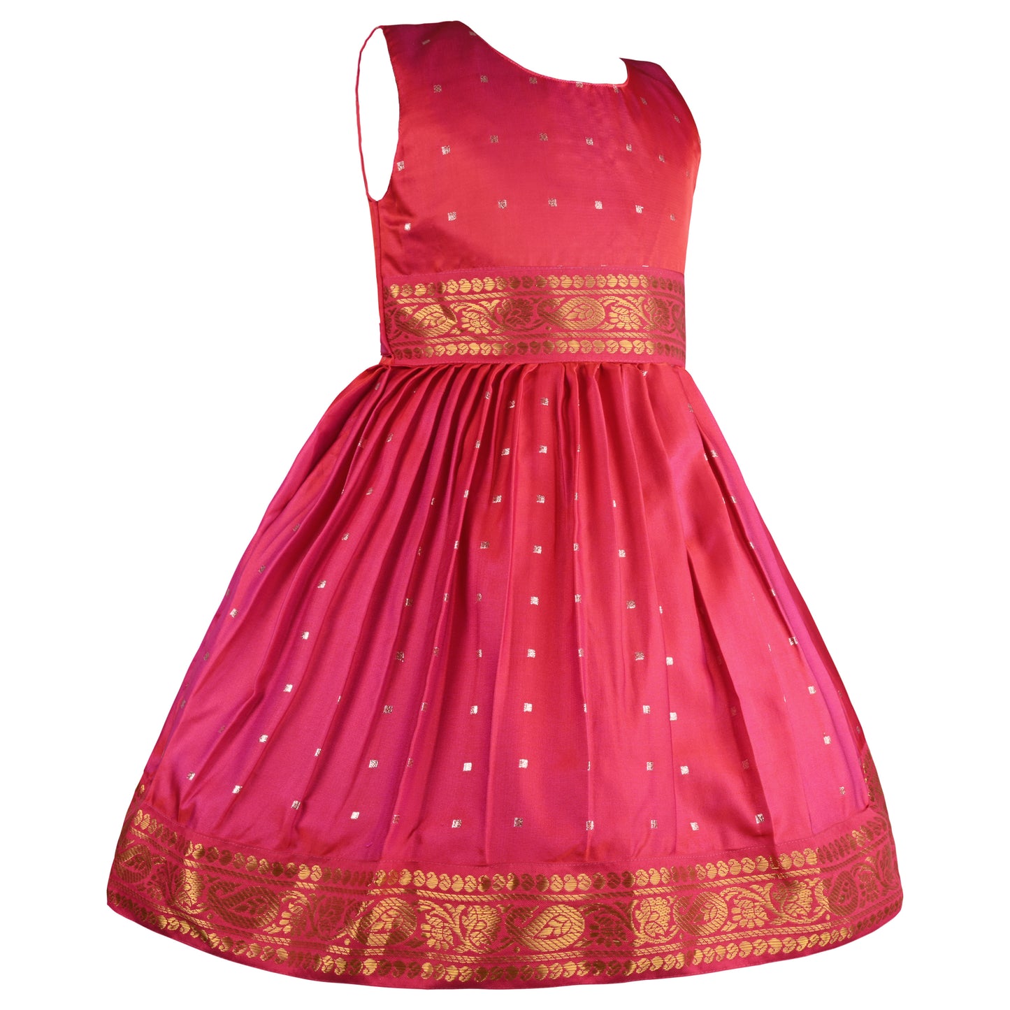Girls Embellished Polka Dots Satin Ethnic Frock
