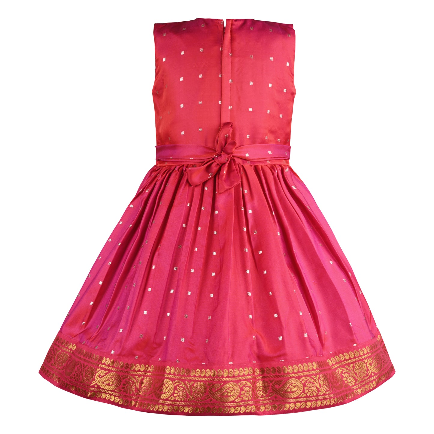 Girls Embellished Polka Dots Satin Ethnic Frock