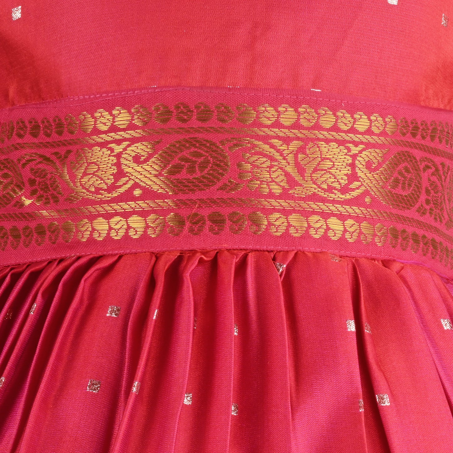 Girls Embellished Polka Dots Satin Ethnic Frock