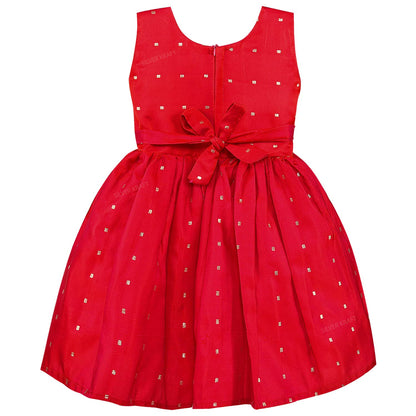 Girls Embellished Polka Dots Satin Ethnic Frock