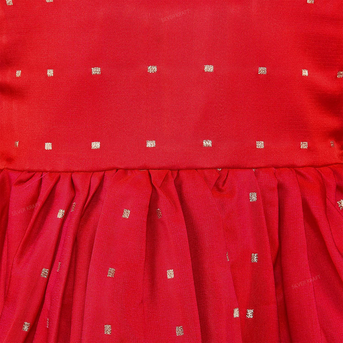 Girls Embellished Polka Dots Satin Ethnic Frock