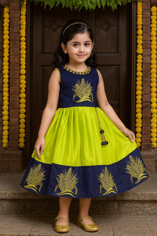 Girls Embroidered Flared Ethnic Dress
