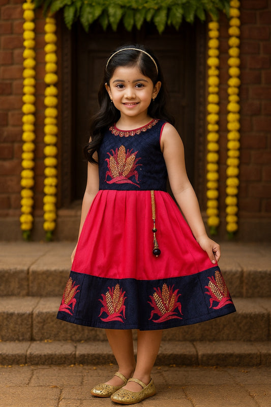 Wish Karo Girls Frock Dress for Kids-fe3117pnk