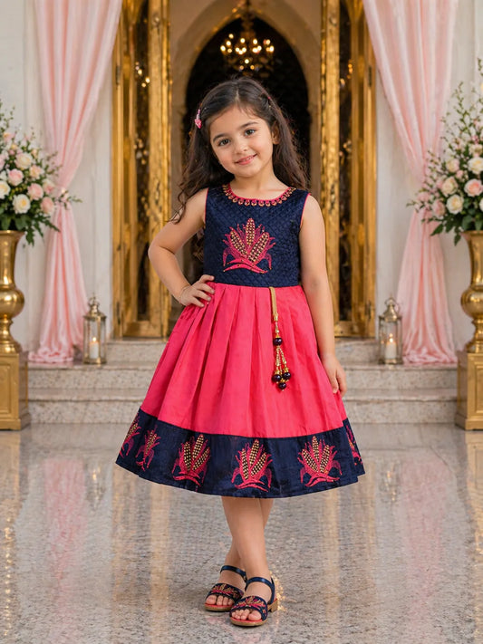 Wish Karo Girls Frock Dress for Kids-fe3117pnk
