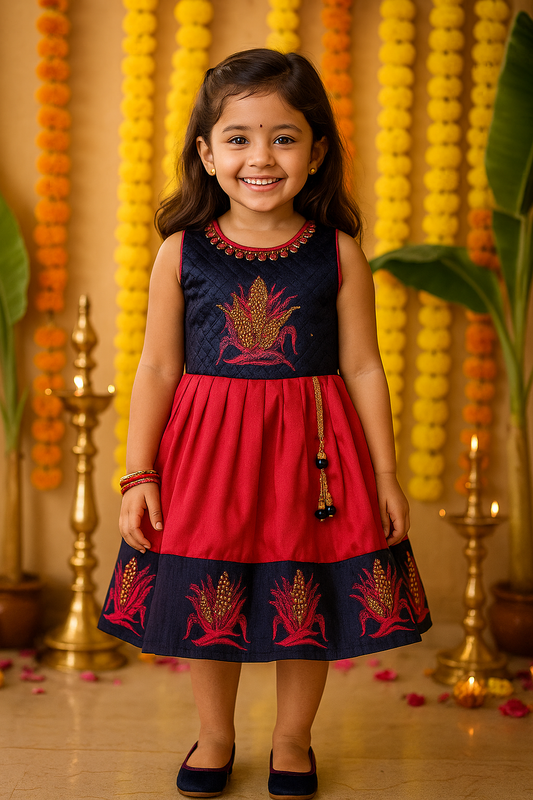 Wish Karo Girls Frock Dress for Kids-fe3117pnk