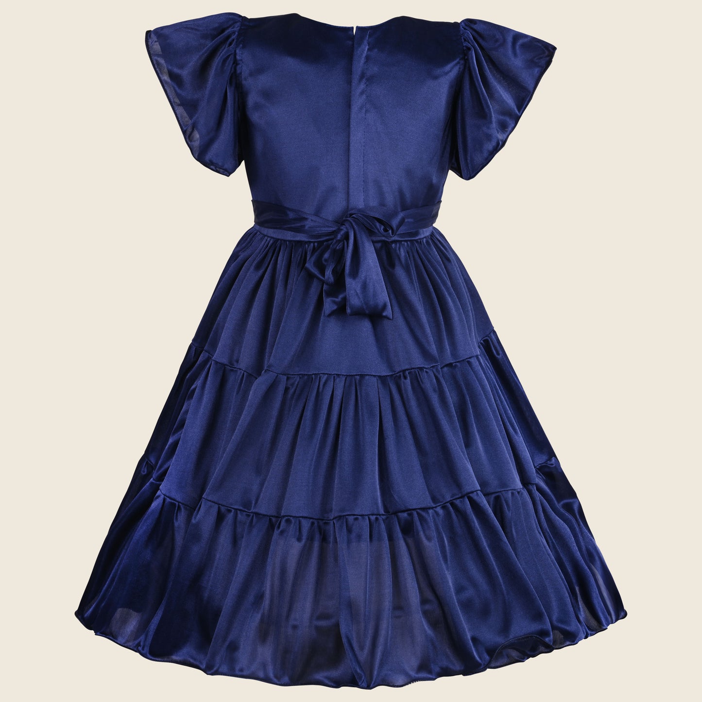 Girls Bow Floral Embroidered Tiered Party Dress