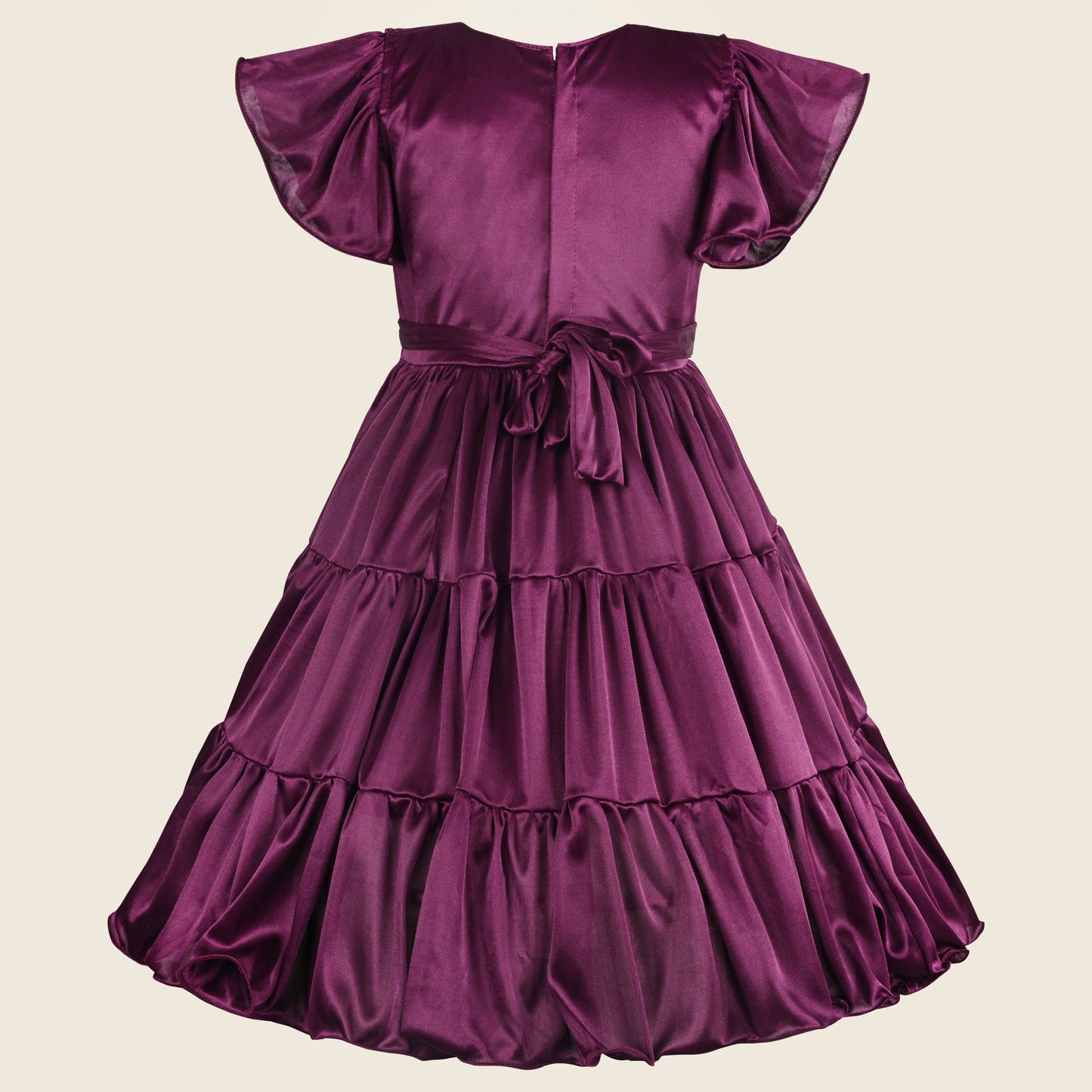 Girls Bow Floral Embroidered Tiered Party Dress