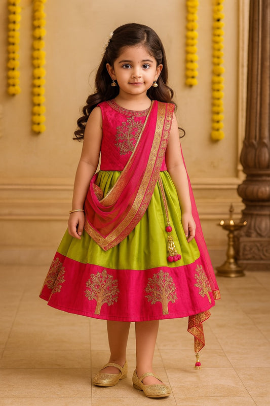 Girls Embroidered Ethnic Half saree dress