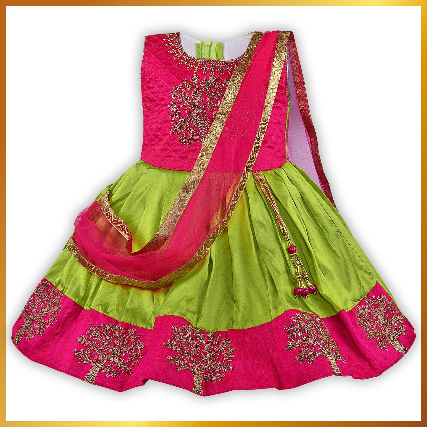 Girls Embroidered Ethnic Half saree dress