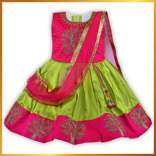 Girls Embroidered Ethnic Half saree dress