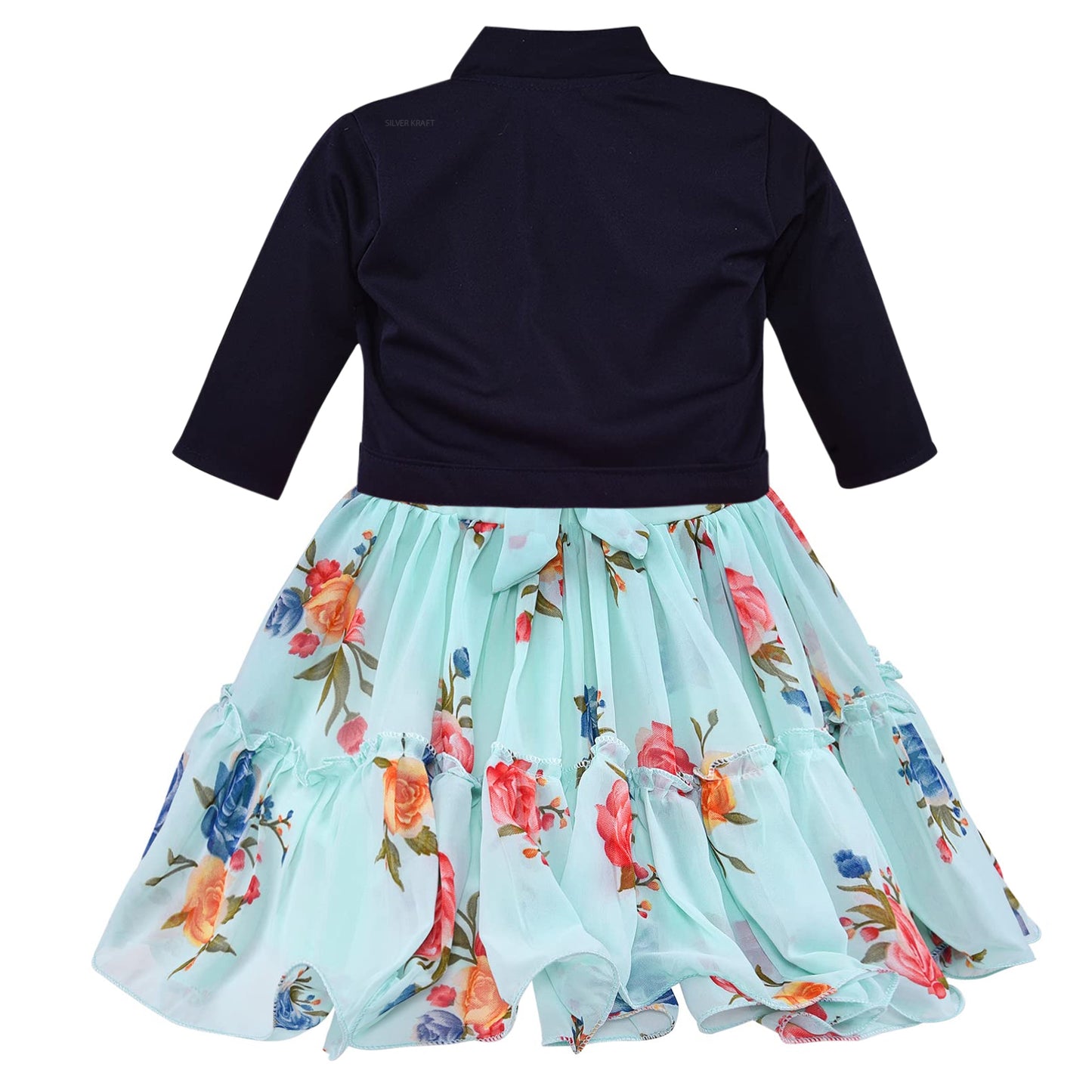 Girls Floral Print Strap Neck Dress