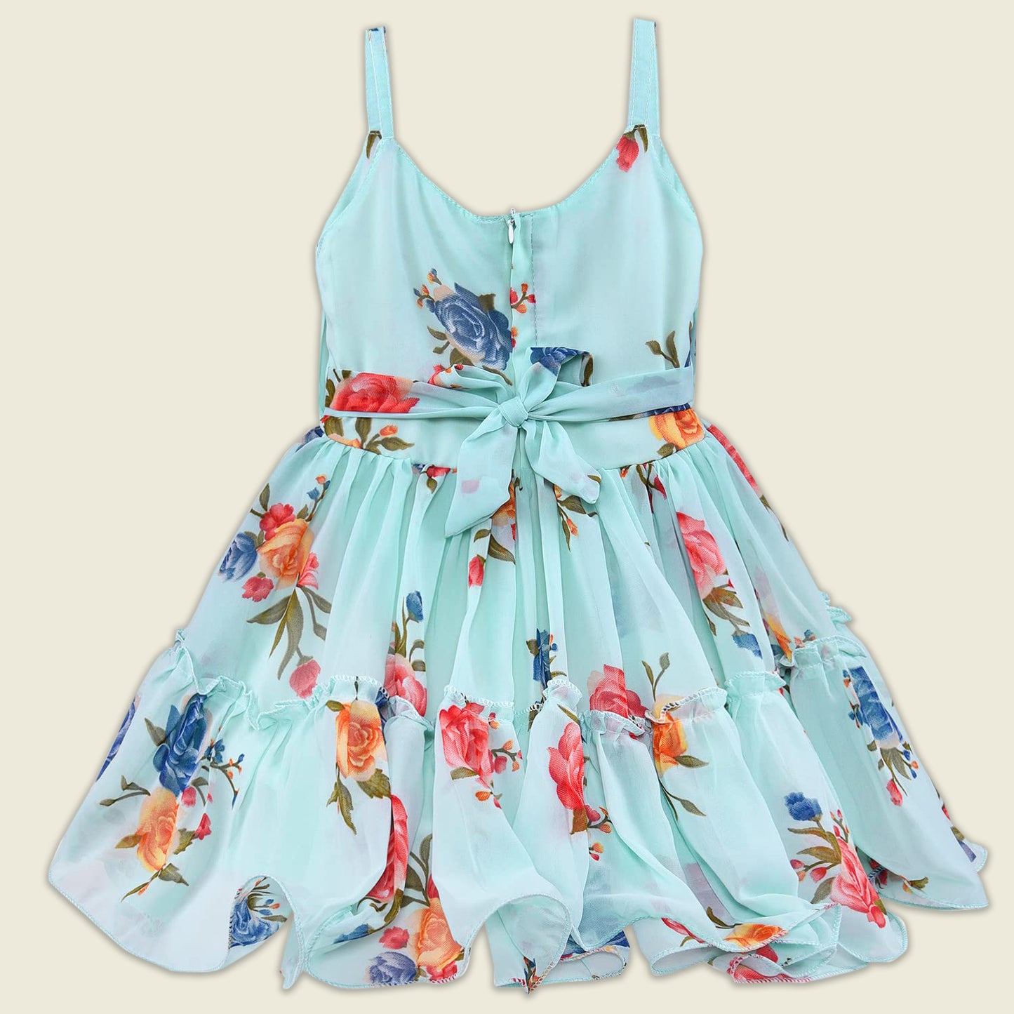 Girls Georgette Floral Dress with Denim Jacket – Full Sleeve Party Wear Frock