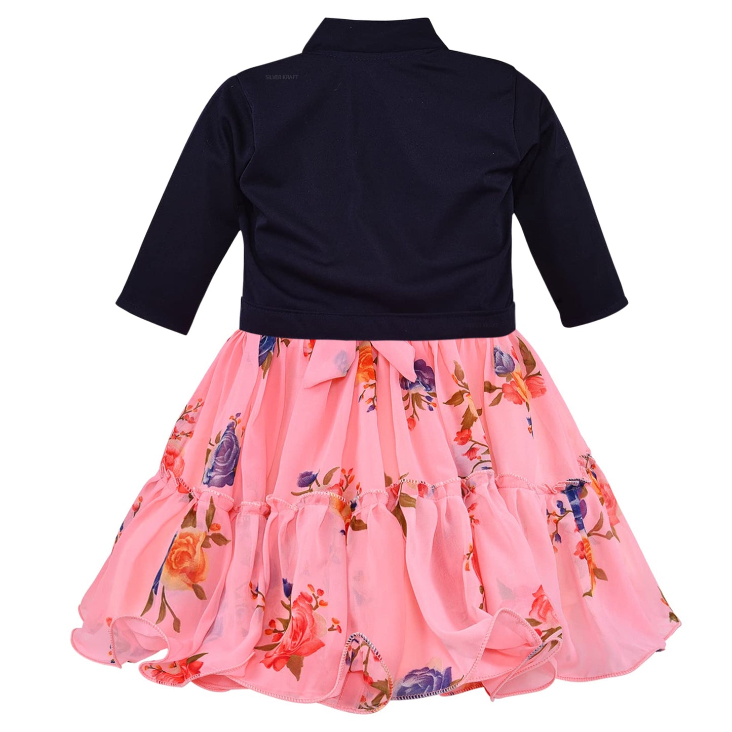 Girls Floral Print Strap Neck Dress