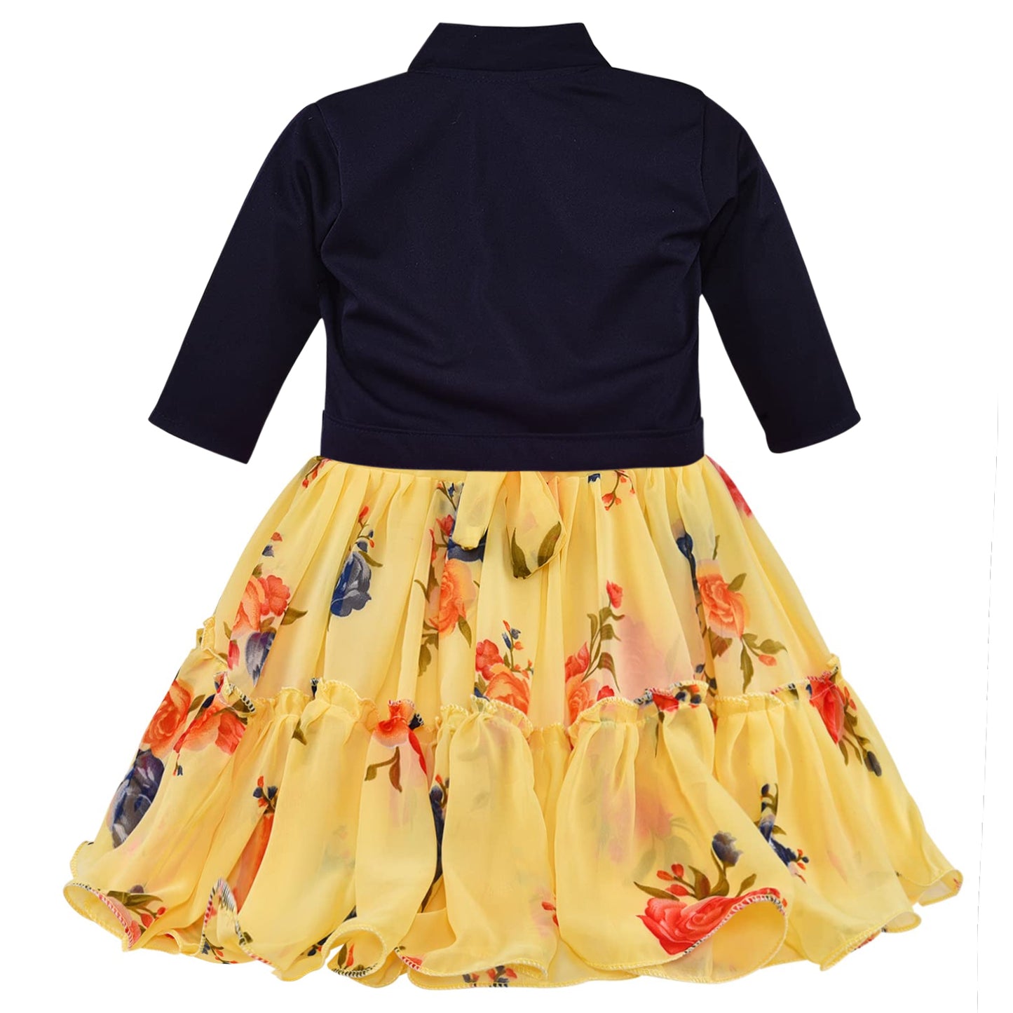 Girls Floral Print Strap Neck Dress