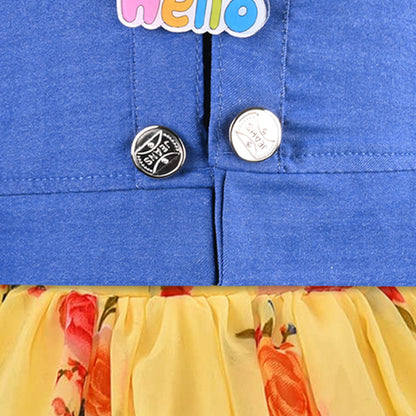 Girls Georgette Floral Dress with Denim Jacket – Full Sleeve Party Wear Frock