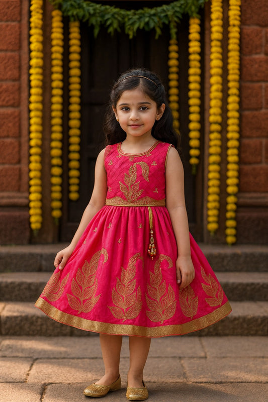 Pink Embroidered Tassel Dress