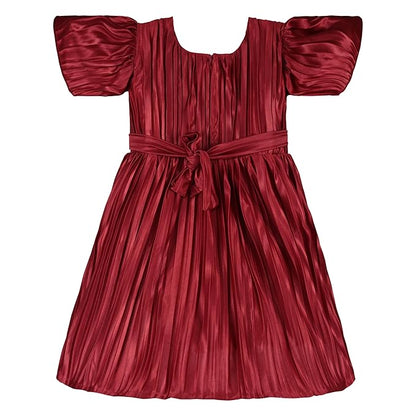 Girls Solid Fit and Flare Frock Dress