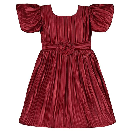 Girls Solid Fit and Flare Frock Dress