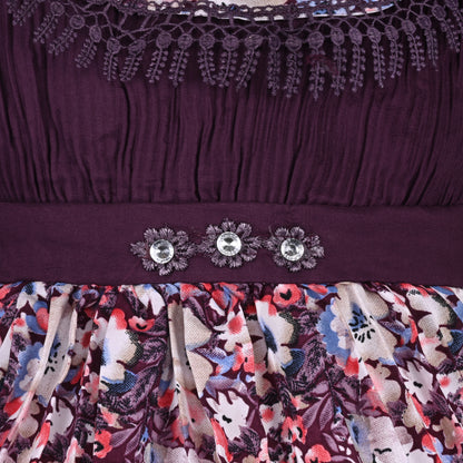 Girls Floral Print Casual Dress with Ruffled Hem
