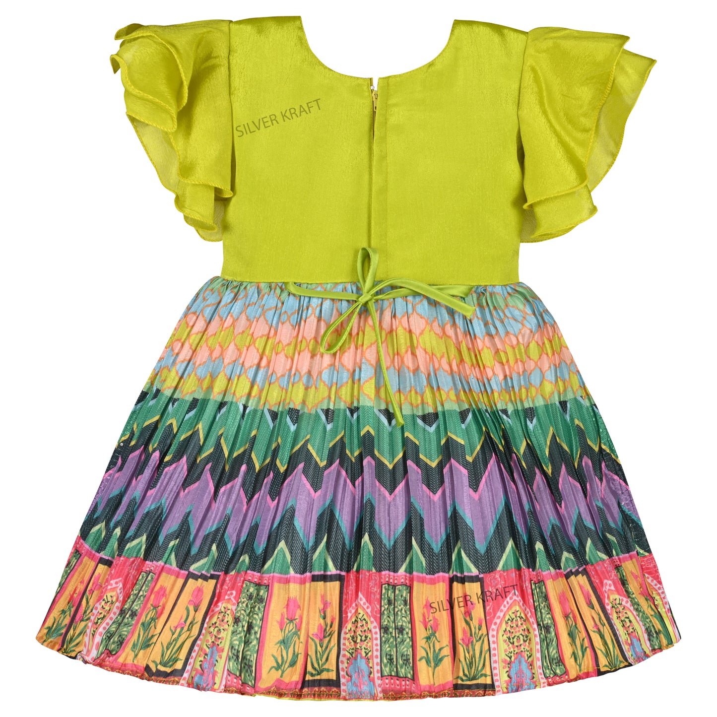 Girls Ethnic Printed and Embroidered Dress