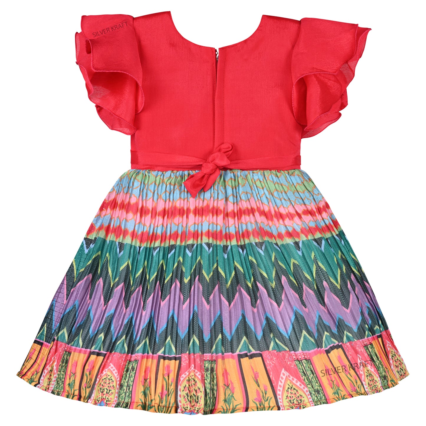 Girls Ethnic Printed and Embroidered Dress