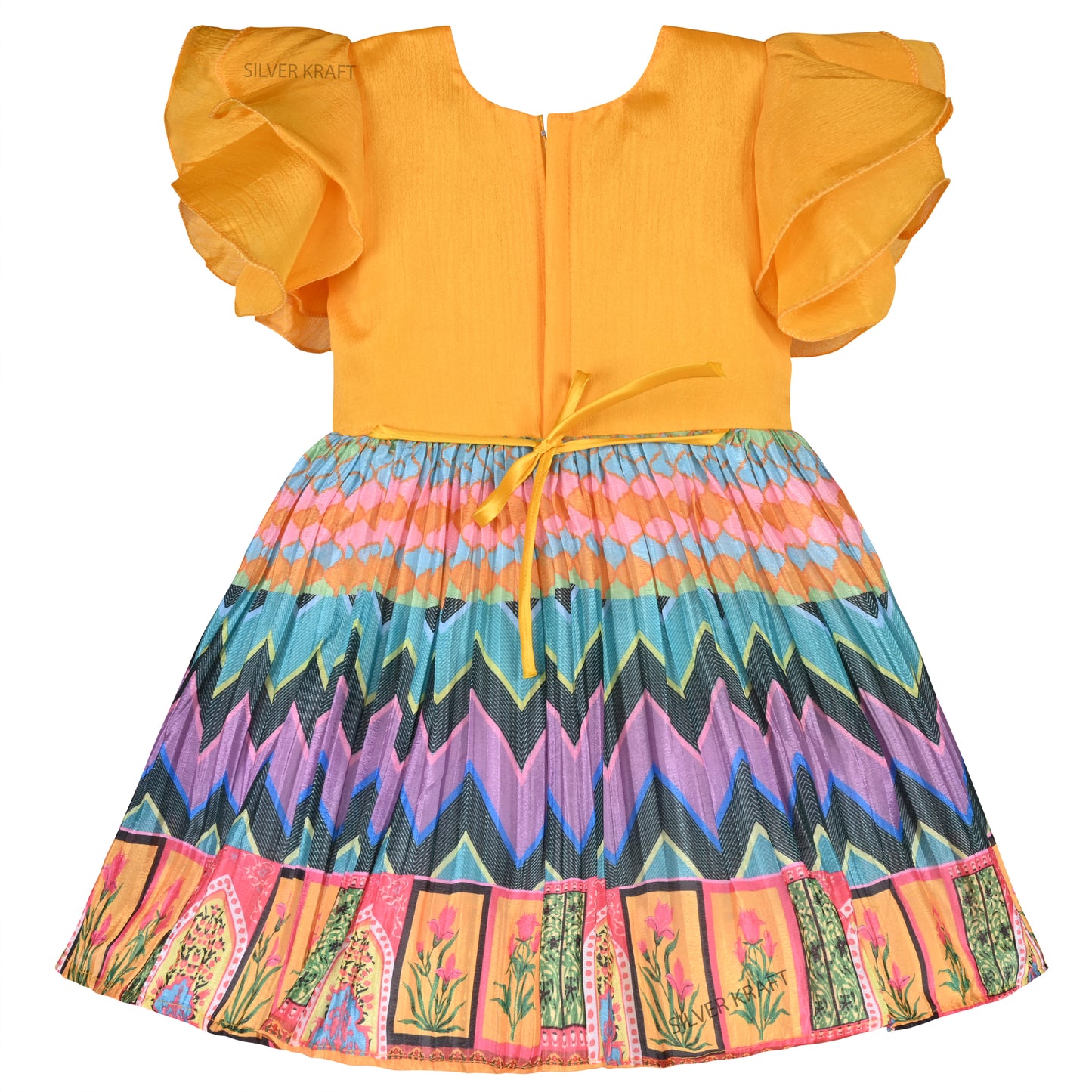 Girls Ethnic Printed and Embroidered Dress
