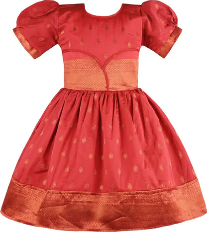 Girls Silk Pattu Pavadai Flare Ethnic Dress