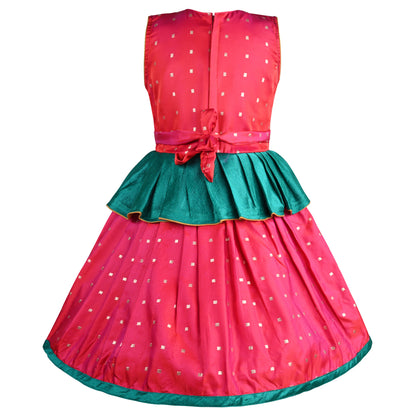 Girls Embroidered Sleeveless Fit and Flare Frock Dress