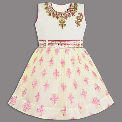 Girls Floral Print Fit and Flare Frock Dress