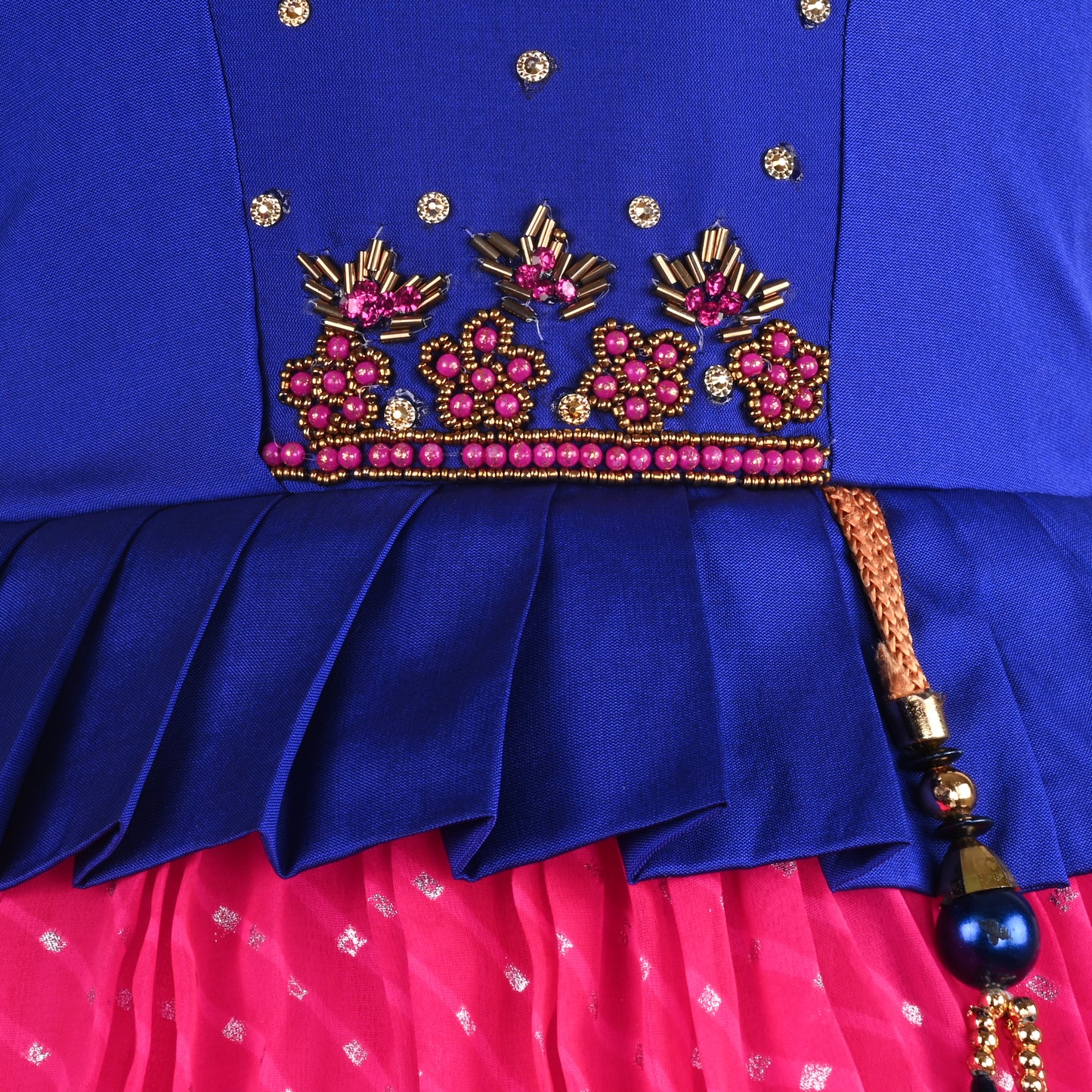 Girls Beaded Embellished Ruffle Waist Layered Ethnic Dress