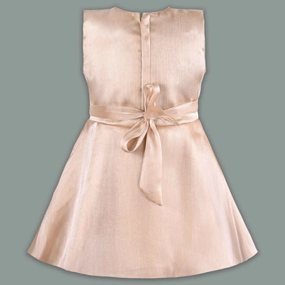 Girls Solid Pleated Satin Fit and Flare Frock Dress