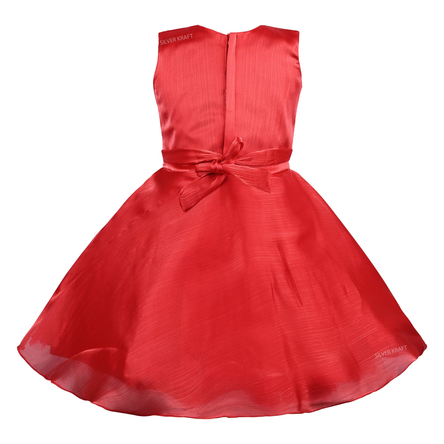 Girls Satin Party Frock with Bow & Cream Fur Jacket– Full Sleeves, Winter Special