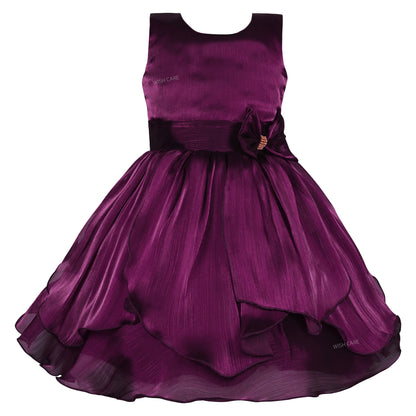 Girls Satin Party Frock with Bow & Cream Fur Jacket– Full Sleeves, Winter Special