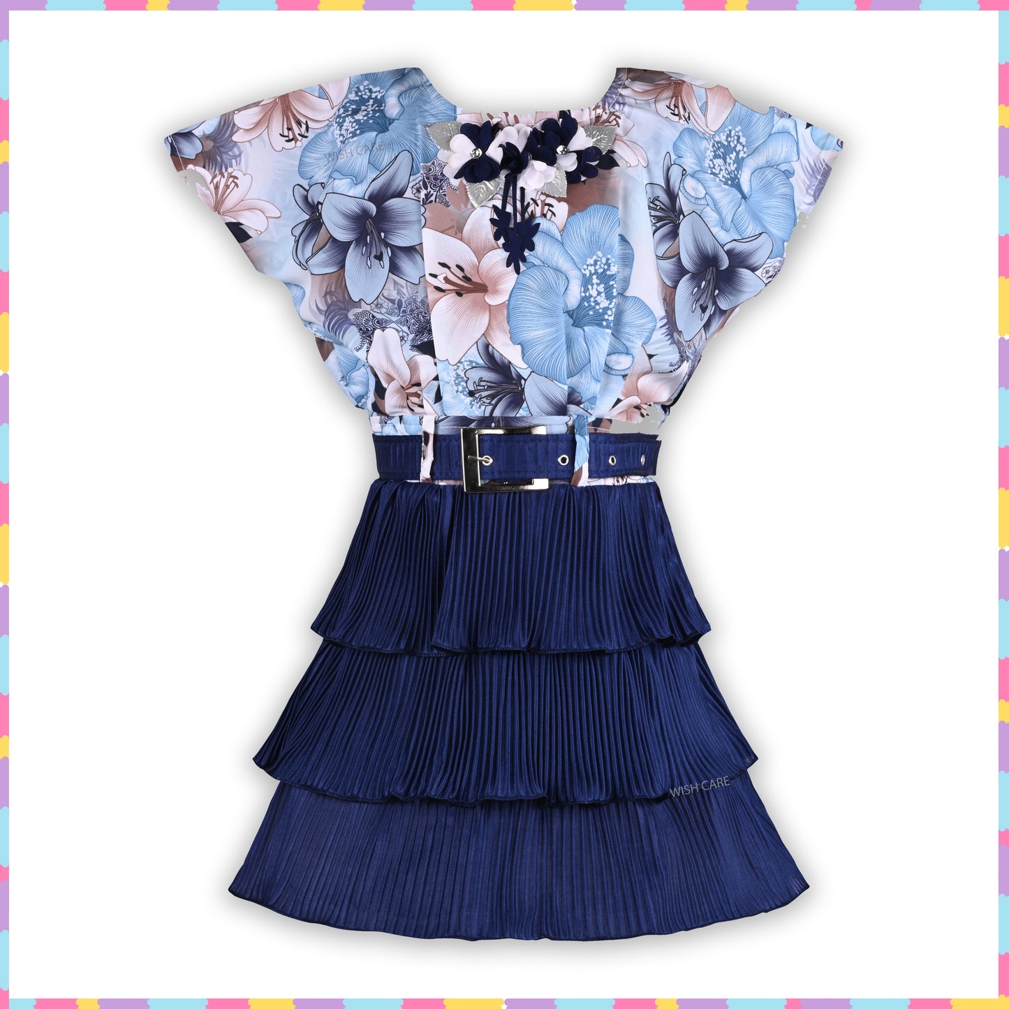 Girls Floral Print Fit and Flare Frock Dress