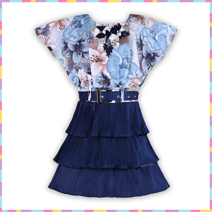Girls Floral Print Fit and Flare Frock Dress