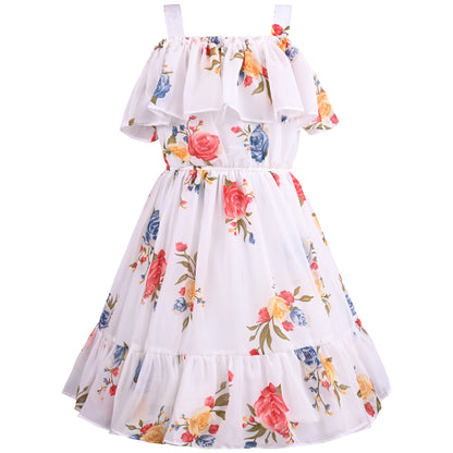 Girls Floral Print Fit and Flare Frock Dress
